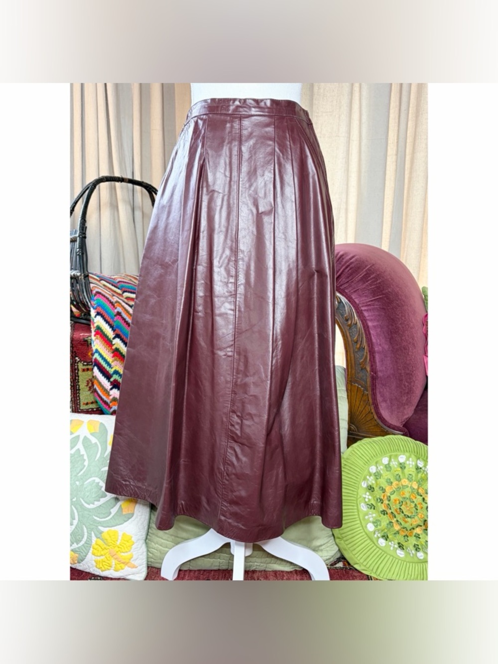 70s Leather A-Line Skir - Picture 7 of 9